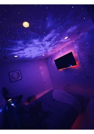 Bluetooth Hoparlörlü Lazer Işıklı Gece Lambası Uzaktan Kumandalı Projeksiyon Disko Lambası