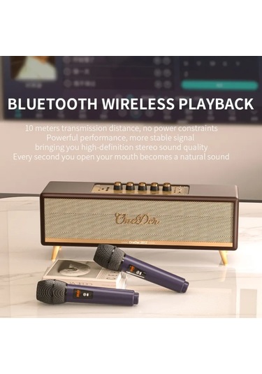 Oneder D8 Wireless Retro Dual Microphone Bluetooth Speaker Kahverengi