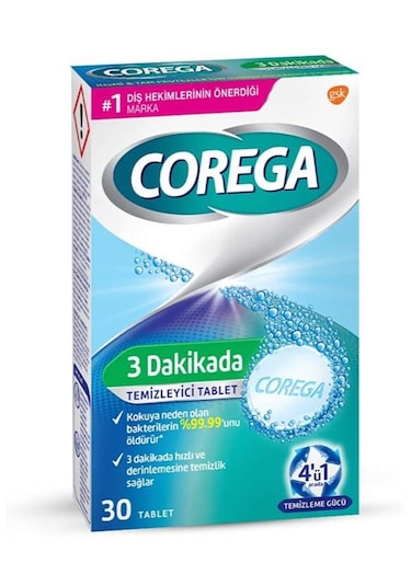 Corega 3 Dakikada Temizleyici Tablet 30'lu