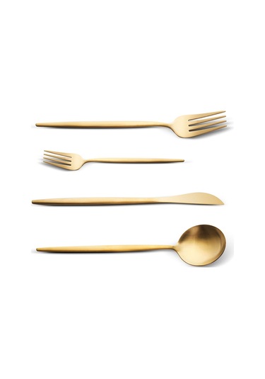 Apricot Faro Matte Gold 24 Parça 6 Kişilik Çatal Kaşık Bıçak Kutulu