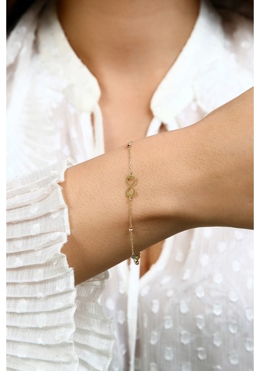 14 Ayar Altın Dorika Sonsuzluk Bileklik - 17 Cm / Sonsuzluk - Sarı Sarı Altın