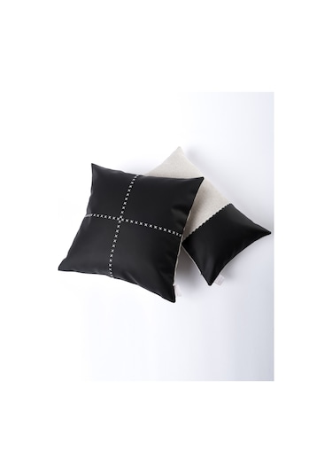 Ivy Soft Deri Siyah Kırlent Kılıfı 45x45 2548 Siyah