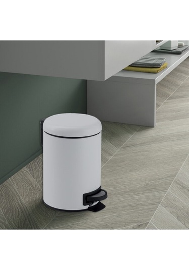 Çöp Kovası, Pedallı, Soft, 5lt - Mat Beyaz Mat Siyah