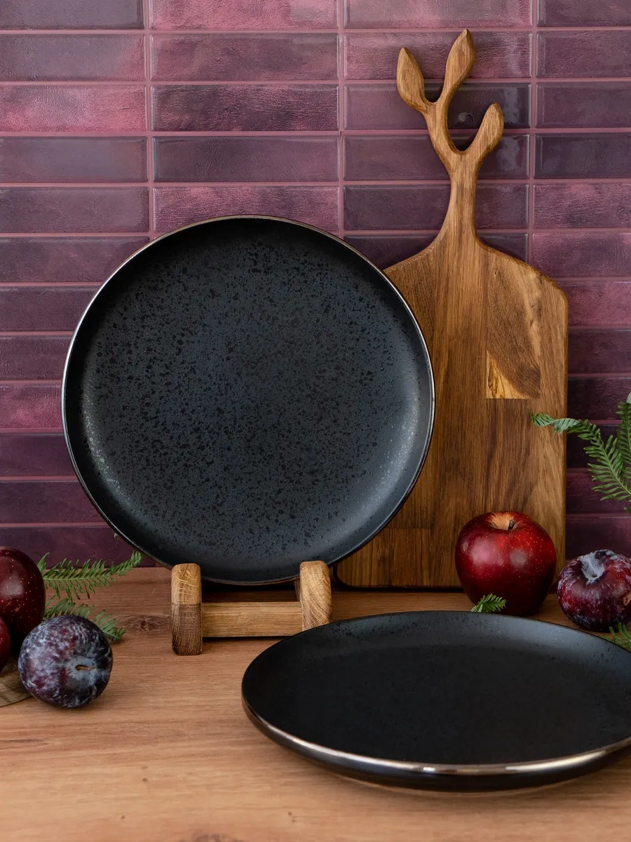 Korall Elite Black 26,5 Cm Düz Yemek Tabakları 2'li Set 32448970 Siyah