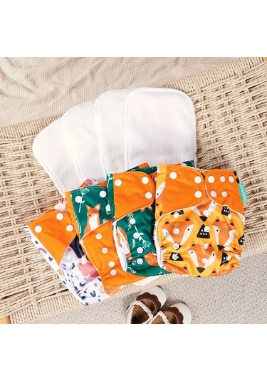 Maxaccess Happyflute 8 Adet Yıkanabilir Cep Bezleri Mikrofiber Yedekli Yenidoğan Bebek Bezi Çiçek Desenli Diğer