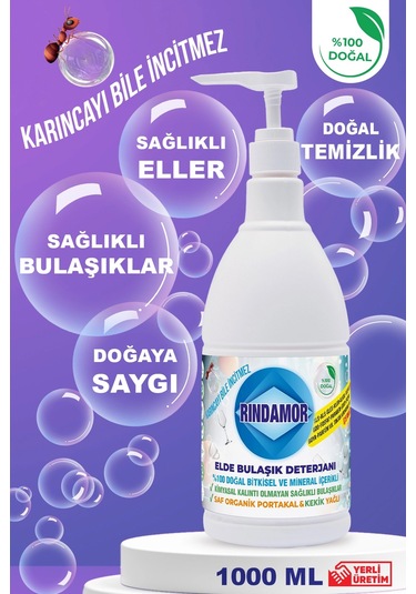 % 100 Doğal Bitkisel Elde Bulaşık Deterjanı - Organik Kekik&portakal Yağlı