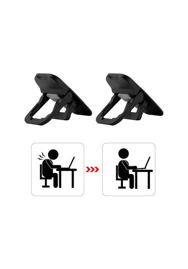 Wezone Zinc Alloy Folding Dual-angle 3cm-4cm Laptop/keyboard Stand With Anti-slip Pads - Black 2 Pcs