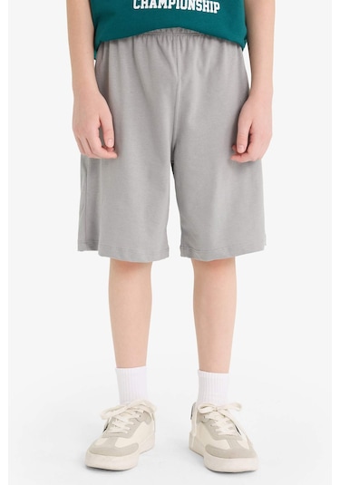 DeFacto Erkek Çocuk 2'li Takım Baskılı Kısa Kollu Tişört Beli Lastikli Şort F1227A825HSGN146