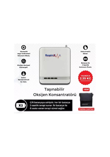 Jlo-190i Taşınabilir Oksijen Konsantratörü Taşıma Çantalı Ve Yedek Bataryalı