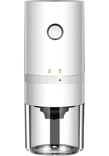 Createtech Küçük Ev Tipi Elektrikli Kahve Öğütücü 6 Dişli Seramik Öğütme Usb Taşınabilir Otomatik Durdurma Beyaz Beyaz