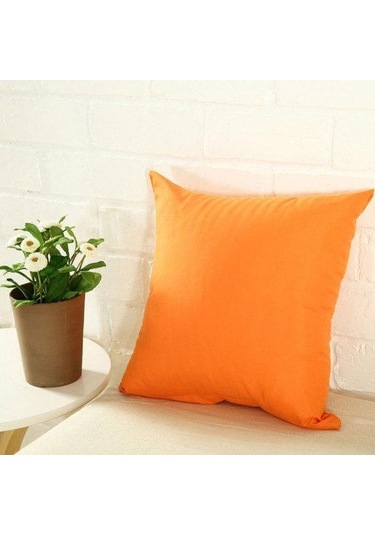 Turuncu Düz Düz Renk Atmak Yastık Kılıfı Ev Kanepe Keten Pamuk Kare Yastık Örtüsü