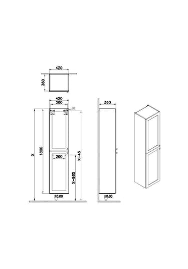 Vitra Root Classic 40 Cm Mat Gri Banyo Boy Dolabı Sol 68512 Çok Renkli