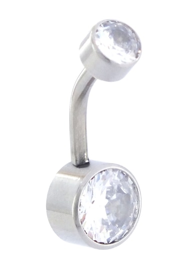 Ferizz 316l Çelik Beyaz Zirkon Taşlı Yuvarlak Model Piercing Prc-209 Beyaz