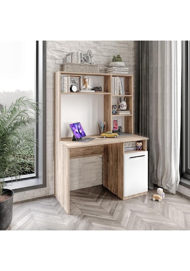 Afilli Ildır Çalışma Masası Flora Beyaz Tamamı Mdf Flora Beyaz