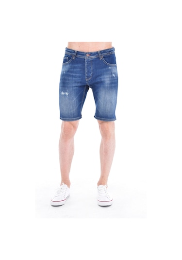 Cedy Denim Erkek Kot Şort Slim Fit Jean Şort - C342 Mavi