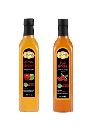 Hanzade Bitkisel Elma + Alıç Sirkesi 500 ML 2'li Set