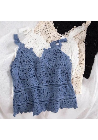 Kayısı Kadın Yaz Yelek Üstleri V Yaka Kolsuz Tığ Örgü Üstleri Düz Renk Hollow Dantel Sling Kayısı