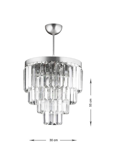 Linsa 35 Cm'lik Kristal Cam Taşlı Lüks Avize - Gümüş Yaldız Gümüş Yaldız