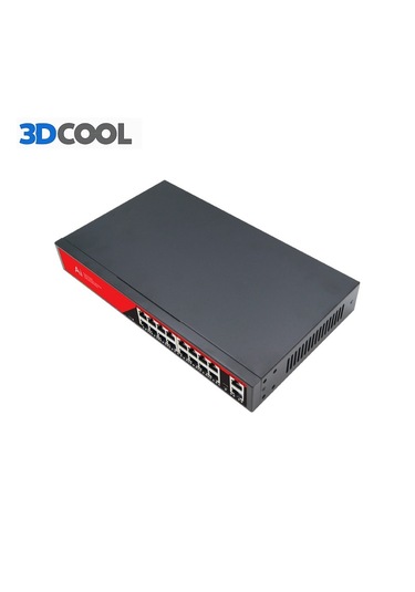 3dcool 3d-psf16 18 Port Kamera Poe Switch 16xpoe 2x Gigabit Uplink 240w 250mt