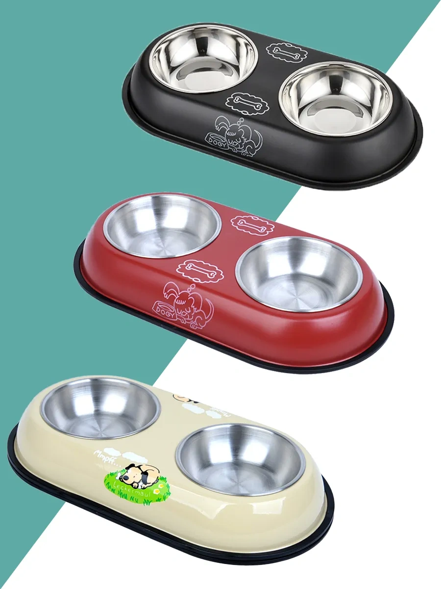 Fan Pets Kedi Ve Küçük Irk Köpekler İçin Metal Çift Bölmeli Mama Kabı 111870654