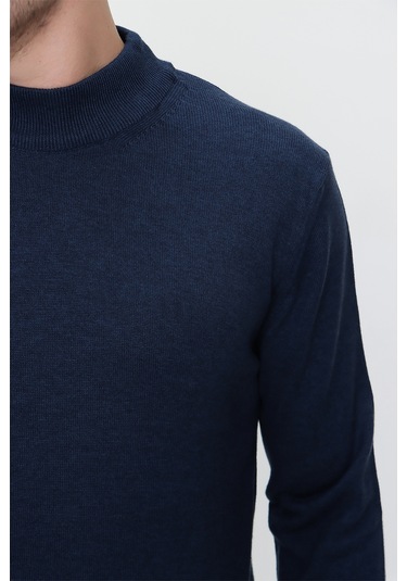 Basic Dinamik Fit Rahat Kesim Yarım Balıkçı Yaka Triko Kazak 99kc017002308 İndigo