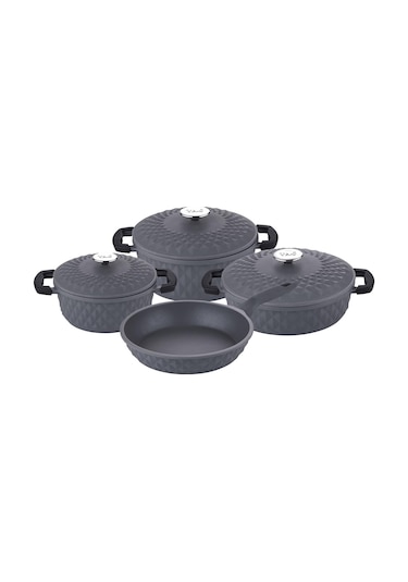 Taç Carabella Döküm 7 Parça Tencere Seti Gri