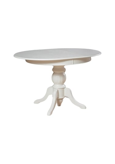 Lindon Baba Ayak Yuvarlak Açılır Masa 110x110 Beyaz