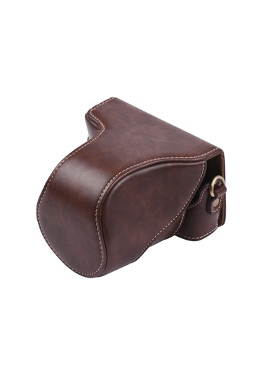 Gajeena Kahverengi Klasik Deri Kamera Çantası, Askılı Kayışlı, Canon Eos M100 Uyumlu, 11.5x9x12cm, 165g