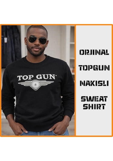 Top Gun Nakıslı Sweat Sıyah Siayh