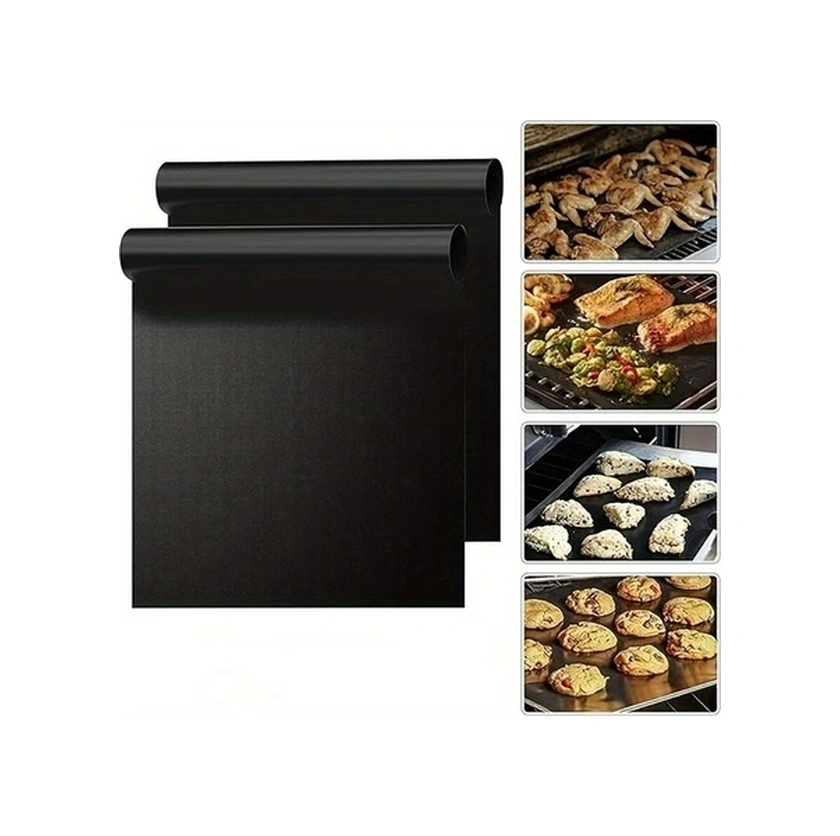 Trendooze Yeni Sunshine022 2 Adet Siyah Ağır Hizmet Fırın Altlığı Yapışmaz Fiberglas Mat