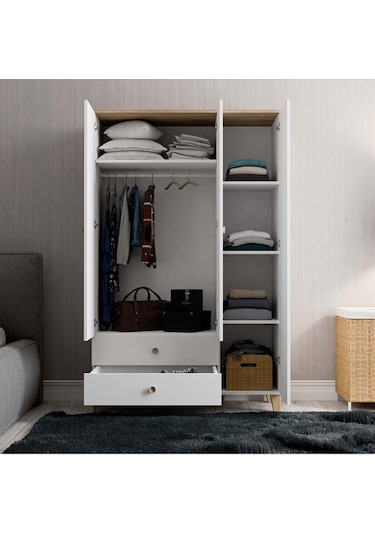 Mezza 3530 Vento 3 Kapılı Gardırop Sepet - Beyaz