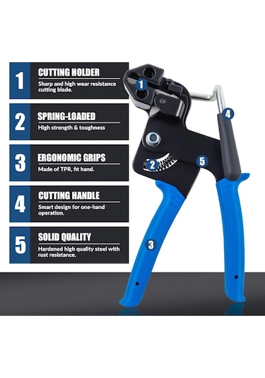 Xuweiwei 1 Adet Mavi 12mm Genişlik Metal Bağlantı Lastiği Sıkma Kesme Paslanmaz Çelik Kablolu Bağlama Pensesi