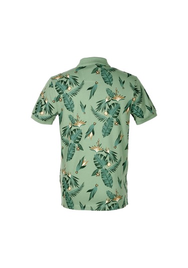 Erkek Haki Baskılı Slim Fit Dar Kesim Polo Yaka %100 Pamuk T-shirt Ncs Jeans 1178-haki Haki