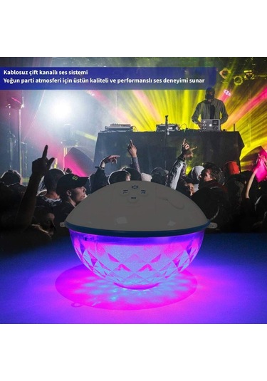 Techtic Havuz Işığı Bluetoothlu Havuz Hoparlörü Su Geçirmez Hoparlör Taşınabilir Rgb Led Işıklı