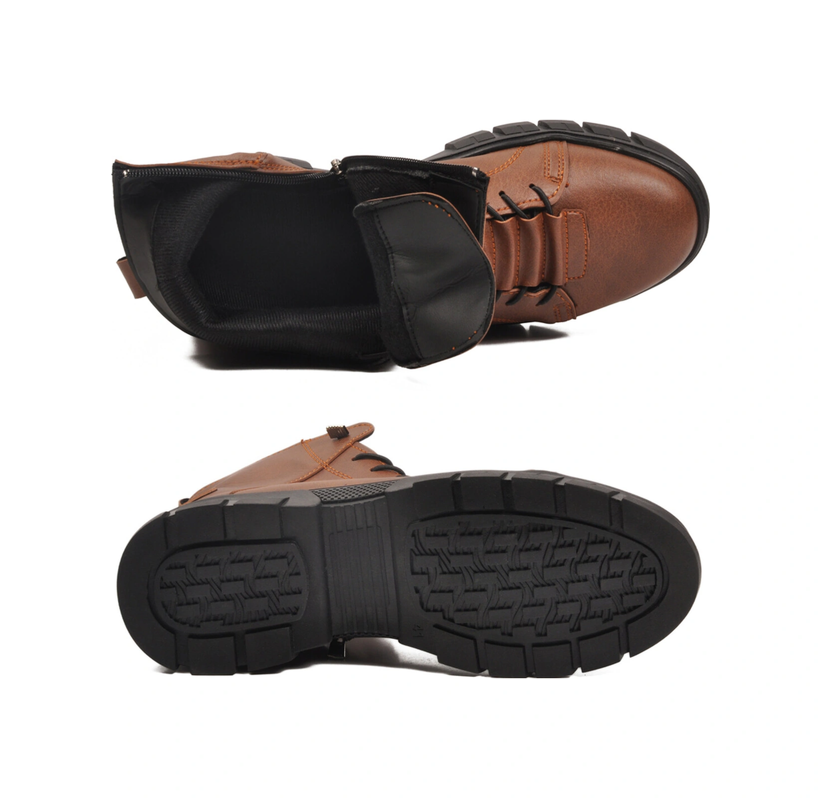 Taba İçi Polarlı Kaymaz Fermuarlı Erkek Bot 660 M Taba