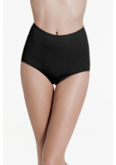 6 Adet Çift Kaplan Bayan Elastan Yüksek Bel Külot 665 Siyah