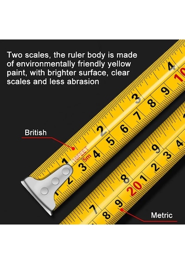 5m 25mm Çelik Mezura Geri Çekilebilir 3m 5m 7.5m 10 Metre Kalınlaşmış Kendinden Kilitlemeli Ağaç İşleme Aleti Hassas Şeffaf Metrik Bant Cetveli