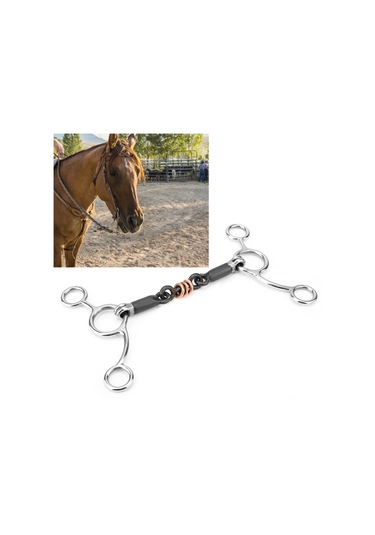 Xiyyadms Paslanmaz Çelik At Ağız Aleti, Bakır Taklı Üç Küçük Halka, Hafif Temas Ve Yön Gösterme, Yanal Desteği Sağlar, Oval Bağlantı, Palete Bası Yok - 135mm