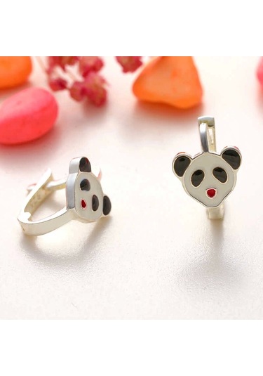 Gümüş Panda Çocuk Küpesi Çok Renkli