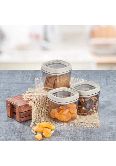 Ceronni Bonny Erzak Saklama Kabı 12li Set 1,8 Lt 1 Lt 600 Ml Bej Bej