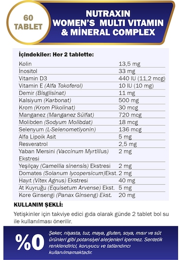 Nutraxin Multivitamin Complex Women's 60 Tablet