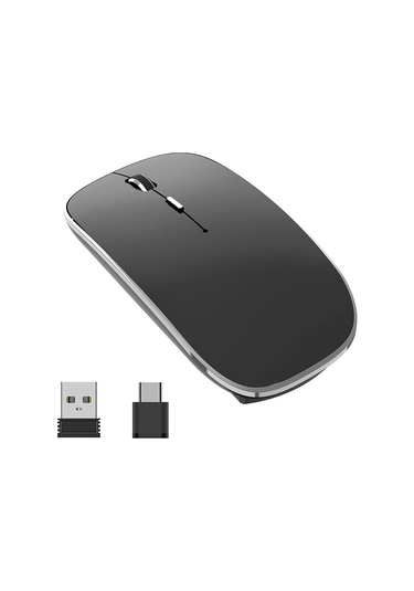 Kablosuz Fare Şarj Edilebilir Taşınabilir Sessiz Usb Type-c Çift Mod 3 Ayarlanabilir Dpı Q23s Siyah Diğer