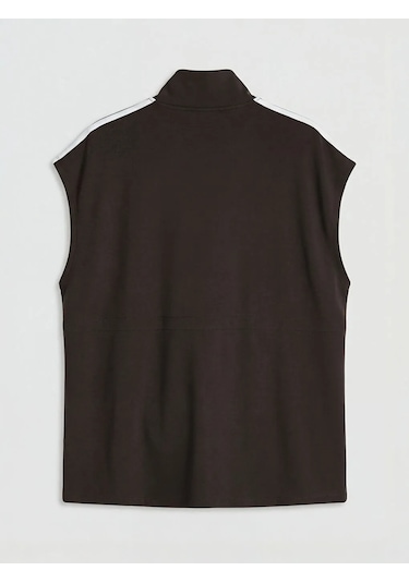Lc Waikiki Kahverengi Dik Yaka Oversize Kadın Yelek