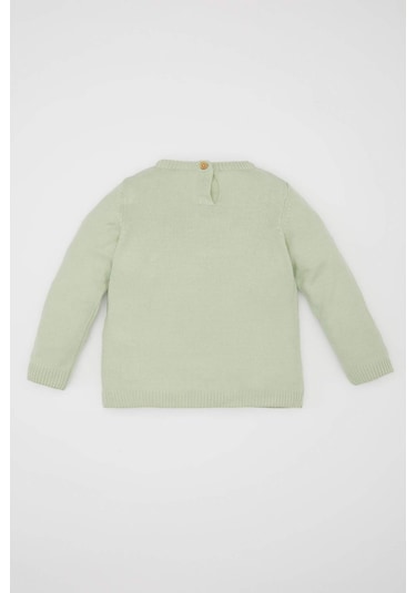 Defacto Kız Bebek Mint Bisiklet Yaka Basic Düz Triko Kazak X8187A224AUGN1123 Yeşil