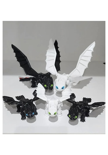 Hayat Ve Sanat Ejderhanı Nasıl Eğitirsin Dişsiz & Işığın Öfkesi /3 Adet Yavru Aile Seti /5 Adet Hareketli Ejderha