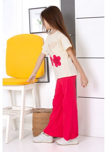 Çiçek Nakışlı İspanyol Paça Mevsimlik Takım Pembe