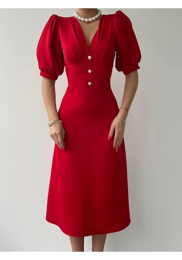 Linda Midi Elbise Altın