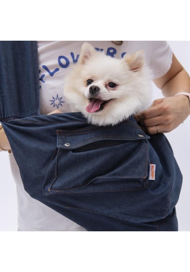 Pawstar Mavi Denim Crossbody Küçük Irk Köpek Çapraz Taşıma Çantası