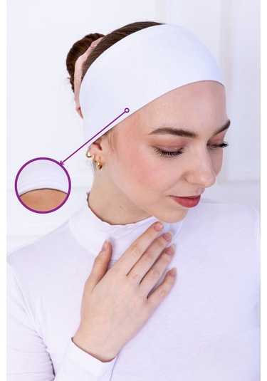 2 Adet Kaymayan Silikonlu Bandana Bone Siyah Beyaz - Kadın Tesettür Kaymaz - Sportif Saç Bandı Siyah - Beyaz