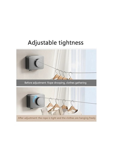 Xiaaokeji Duvara Monte Geri Çekilebilir Çamaşır Askısı, Gri Gri